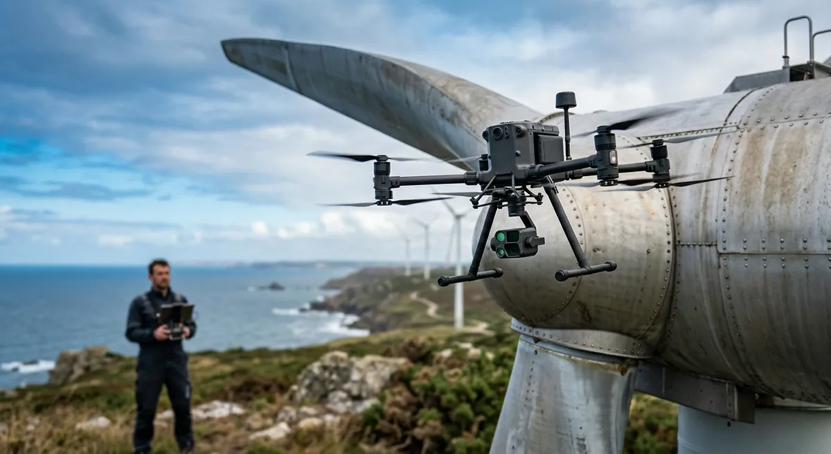 Drone professionnel en inspection d'une structure technique